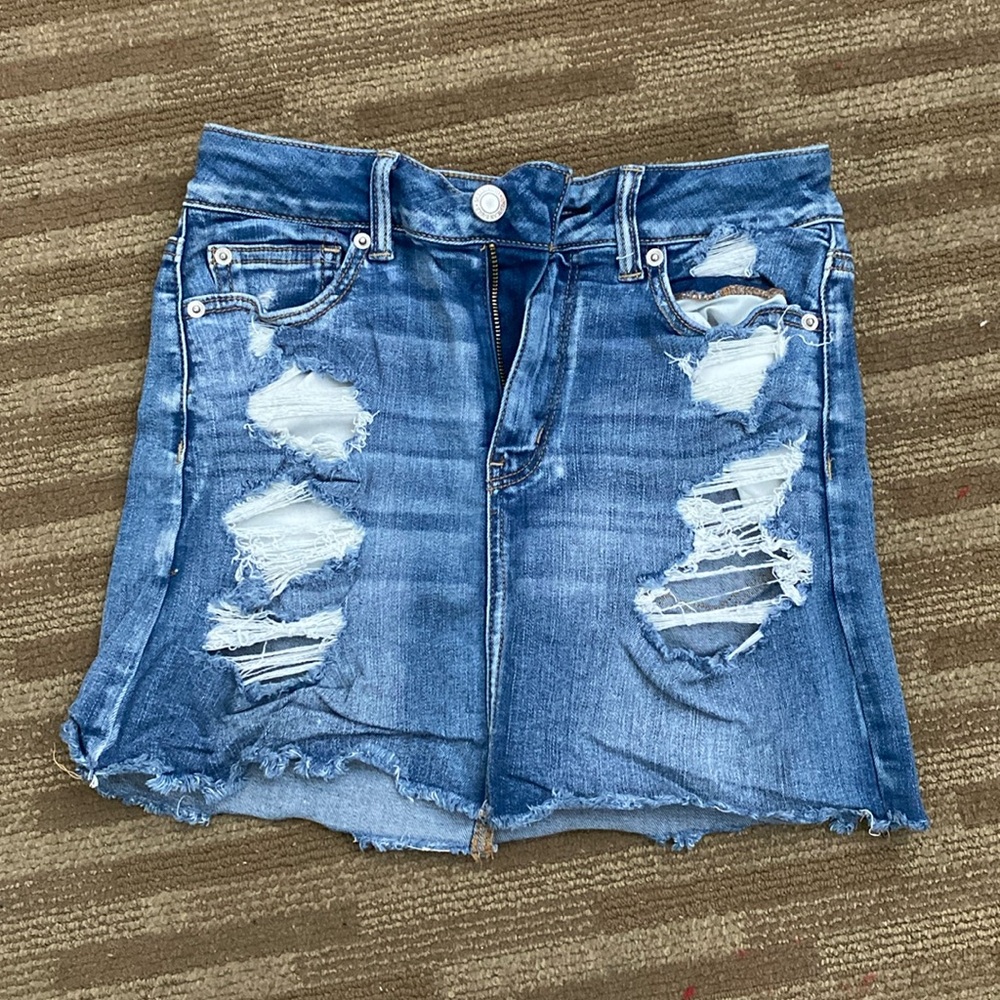 American Eagle distressed denim skirt